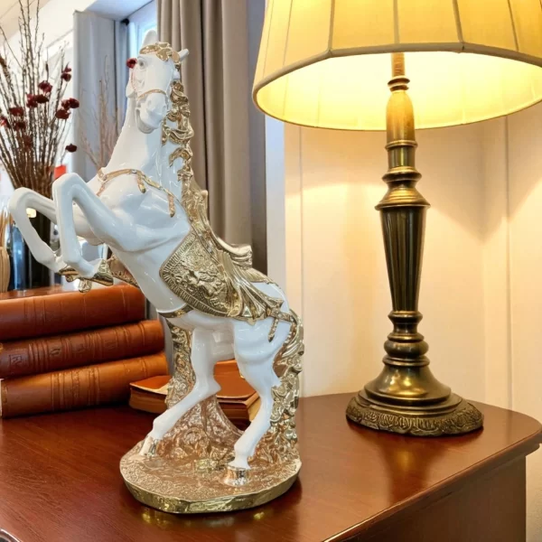 Majestic White and Light Gold Rearing Horse