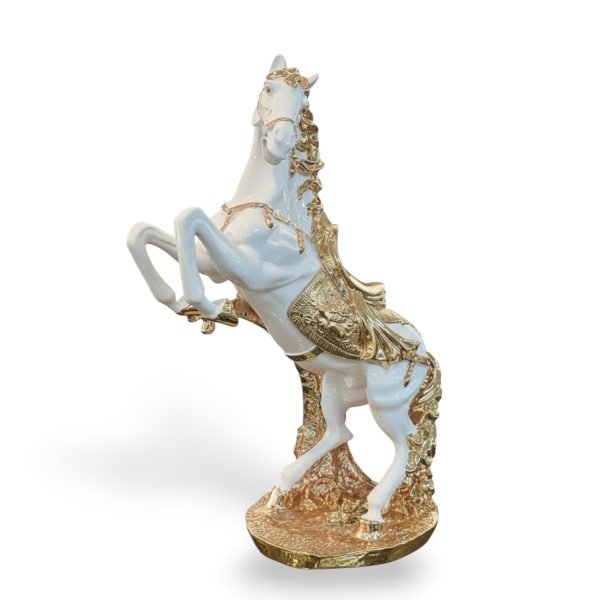 Majestic White and Light Gold Rearing Horse - Image 2