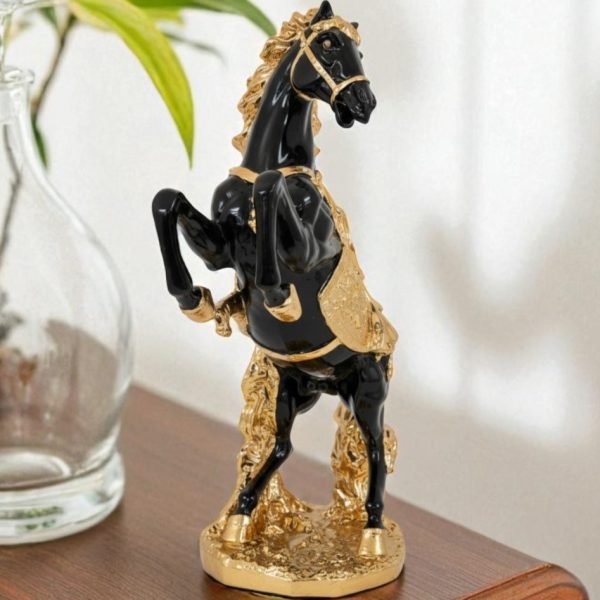 Royal Rearing Horse Sculpture(Black & Gold)