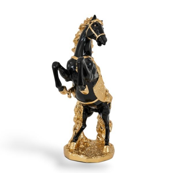 Royal Rearing Horse Sculpture(Black & Gold) - Image 2