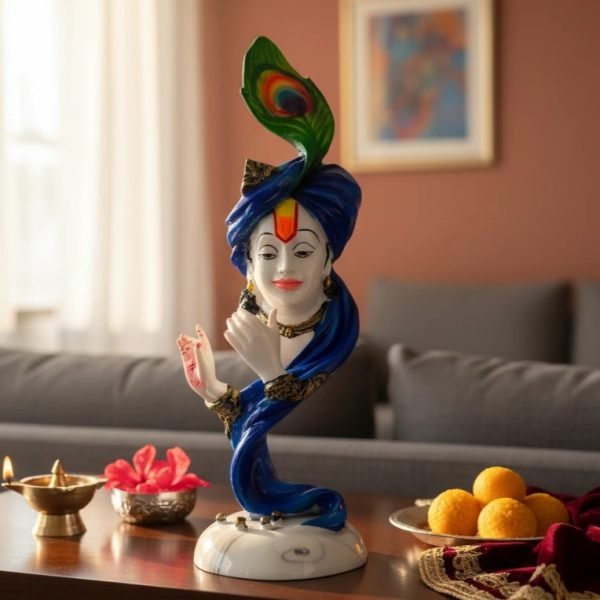 Murlidhar Lord Krishna Idol with Peacock Feather Crown