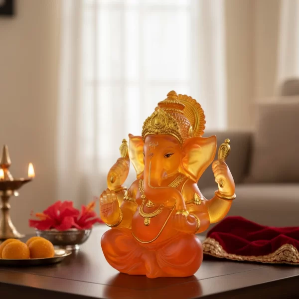Amber Glow: Meditative Ganesha
