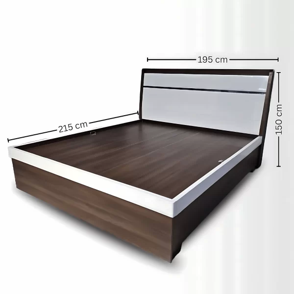 Modern Wooden Bed with Headboard – Minimalist Walnut Finish Queen Size Bed - Image 3