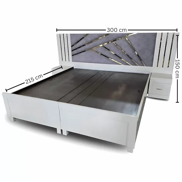 Modern White King Size Bed with Designer Headboard - Image 4