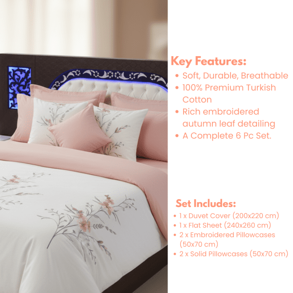 Autumn Leaves Turkish Cotton Duvet Set (6-Piece) - Image 3