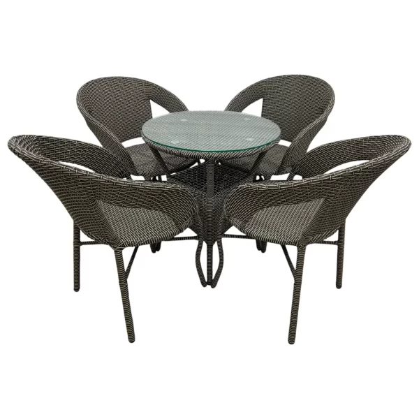 5-Piece Outdoor Woven Seating Set With Round Table(Dark Gray ) - Image 2
