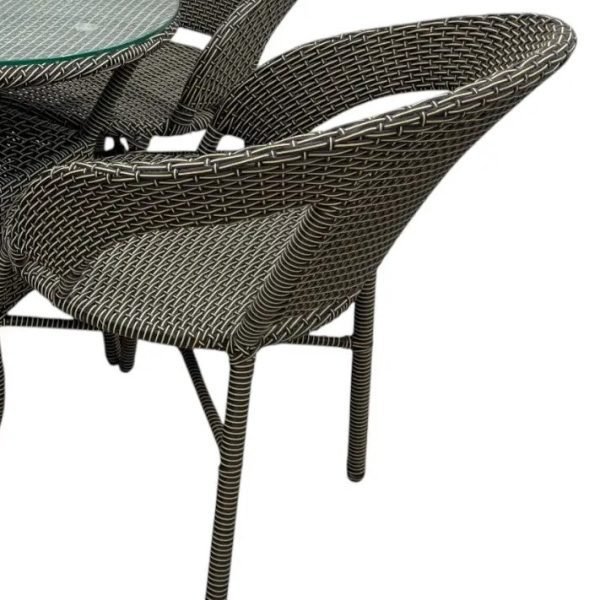 5-Piece Outdoor Woven Seating Set With Round Table(Dark Gray ) - Image 3