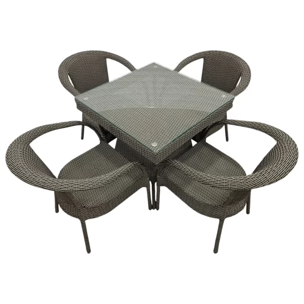 4-Piece Outdoor Seating Set with Square Table(Dark Gray) - Image 2