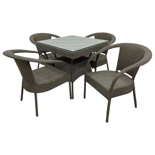 4-Piece Outdoor Seating Set with Square Table(Dark Gray) - Image 3
