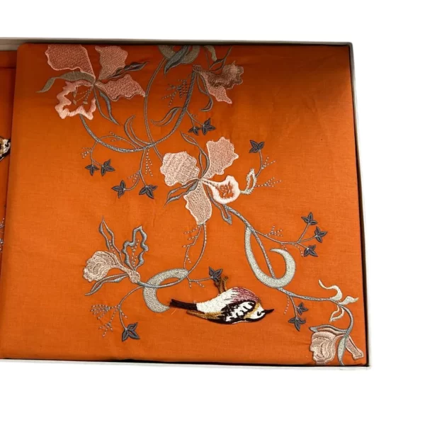 Tiamo Sunset Orange Embroidered Turkish Cotton Duvet Set (6-Piece) - Image 2