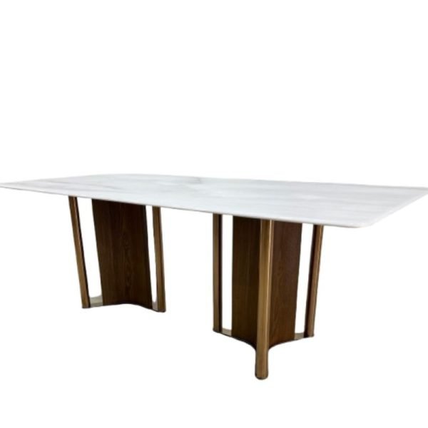 Modern 8-Seater White Marble Dining Table with Chairs - Image 5