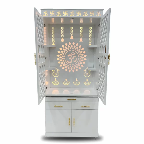 "Om" White & Gold Mandir - Image 2