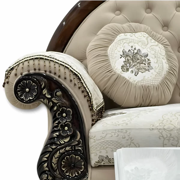 Luxury Carved L-Shaped Sofa Set with Marble Center Table - Image 3