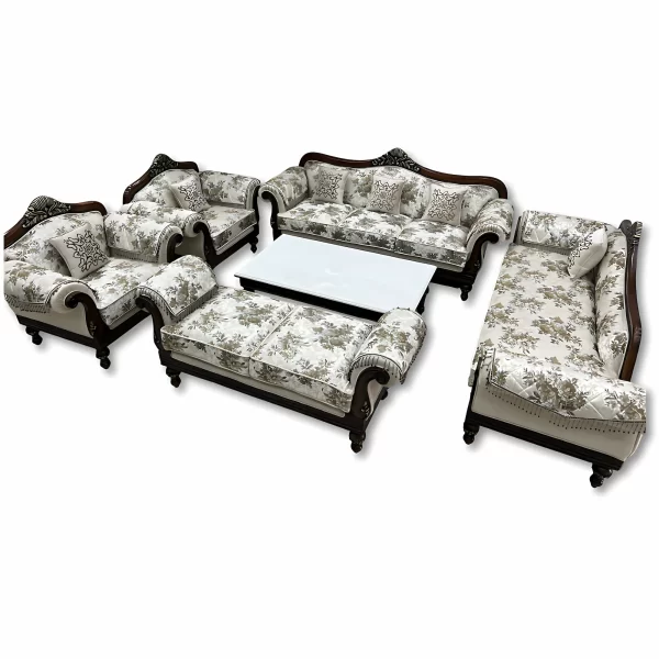 Luxury Wooden Carved Sofa Set with Center Table - Image 2