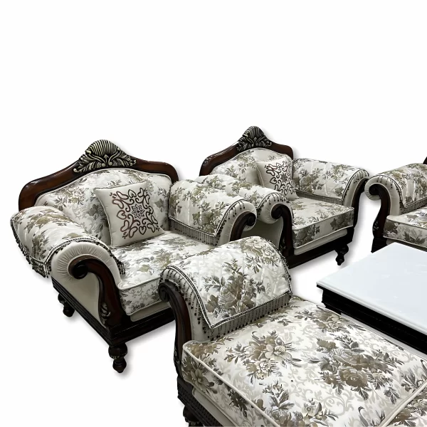 Luxury Wooden Carved Sofa Set with Center Table - Image 3