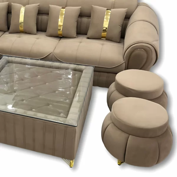 Luxurious Tufted Sectional Sofa Set - Image 3