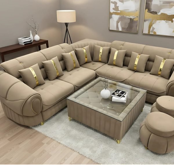 Luxurious Tufted Sectional Sofa Set