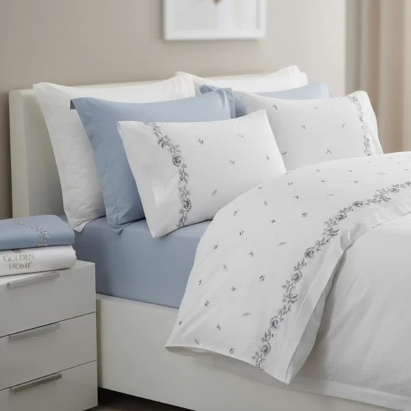 Sky Blue Embroidered Duvet Cover Set