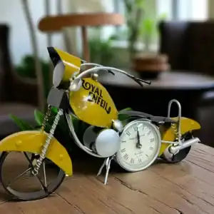 Royal Enfield Motorcycle Desk Clock(Yellow)
