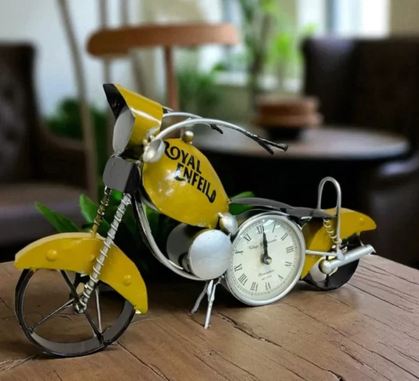 Royal Enfield Motorcycle Desk Clock(Yellow)