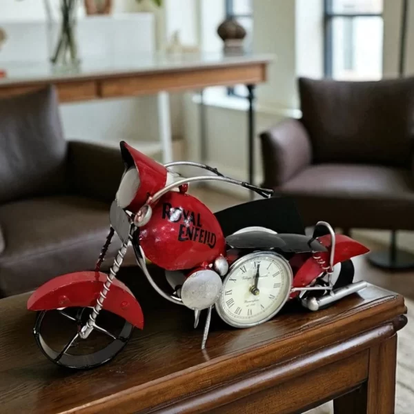 Royal Enfield Motorcycle Desk Clock(Red)