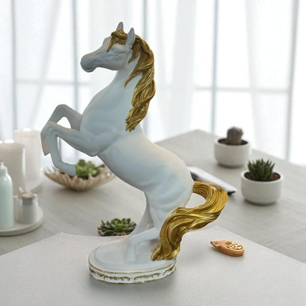 Rearing Horse Sculpture (White)
