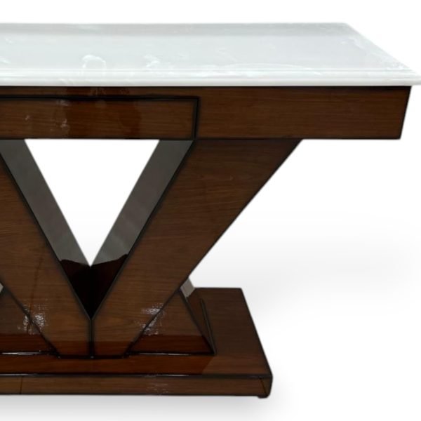 Modern V-Base Console Table with White Marble Top - Image 4