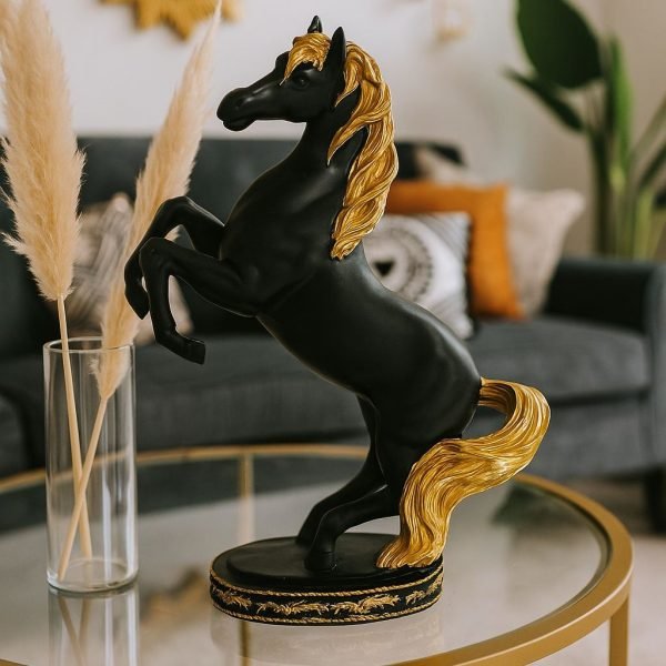 Majesty Rearing Horse Sculpture(Black)