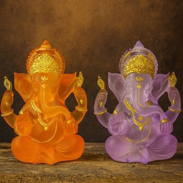 Translucent Crystal Ganesha Pair