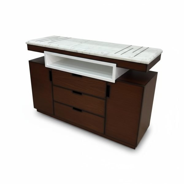 Modern Buffet Table with Marble Top – Luxury Minimalist Design - Image 2