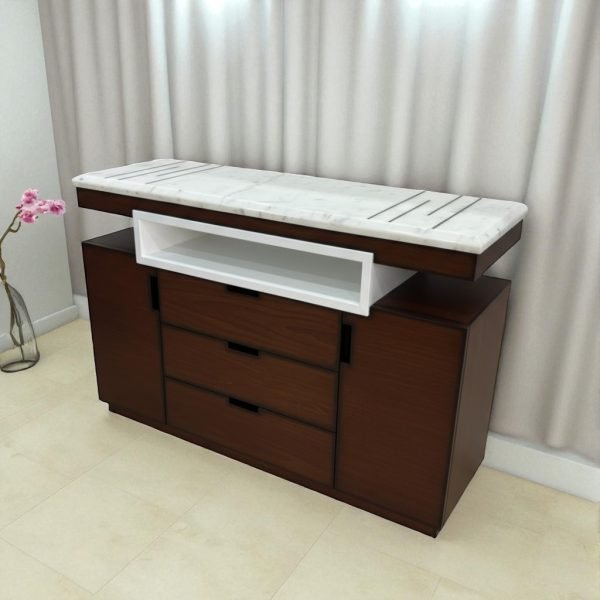 Modern Buffet Table with Marble Top – Luxury Minimalist Design