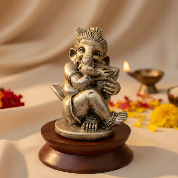 Antique Gold Finish Bal Ganesha Murti