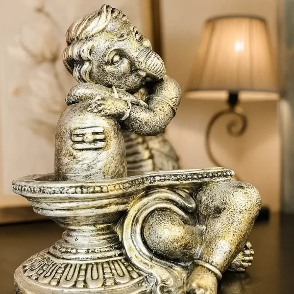 Artisan Ganesha on Shivling Decor Statue