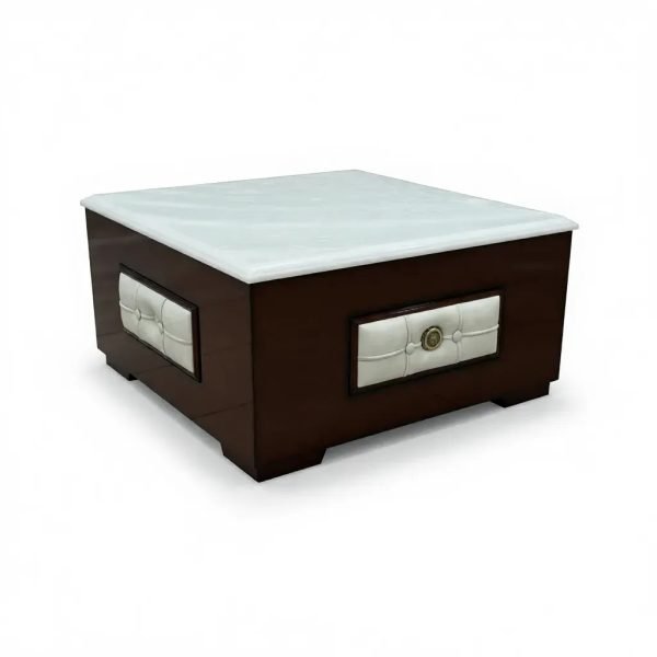 Luxury Wooden Coffee Table with White Marble Top - Image 3
