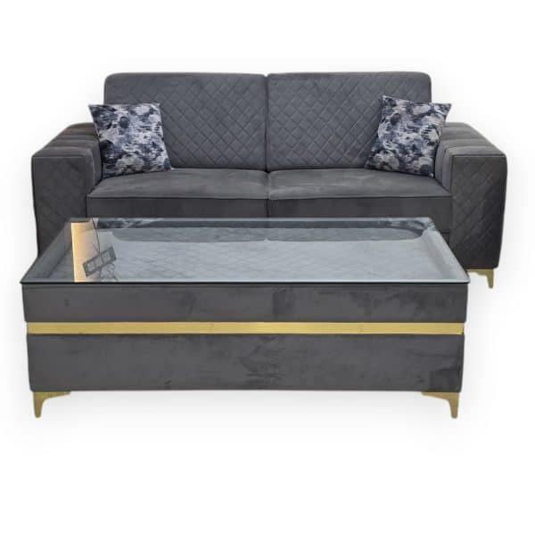 Modern Grey Velvet Living Room Sofa Set - Image 4