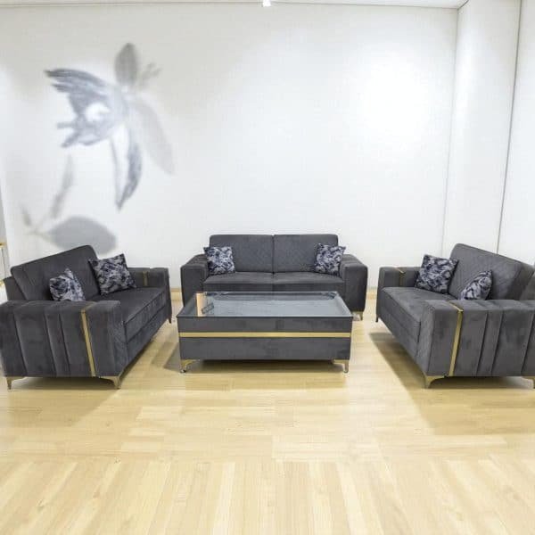 Modern Grey Velvet Living Room Sofa Set