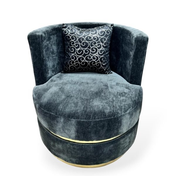 Plush Swivel Barrel Accent Chair with Gilded Base - Image 2