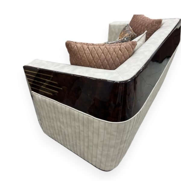 Cream Ribbed Sofa Set with Geometric Accents - Image 4