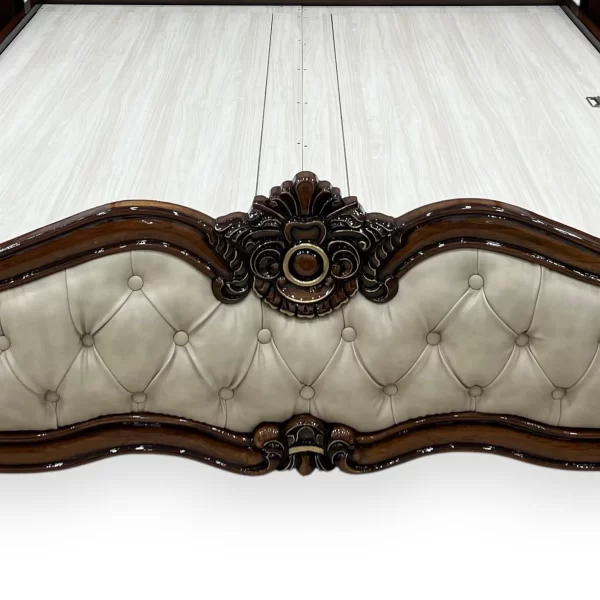 Grand European Style Tufted Bed with Ornate Carvings - Image 5