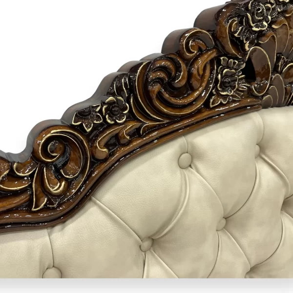 Grand European Style Tufted Bed with Ornate Carvings - Image 7