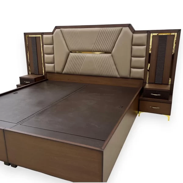 Modern Geometric Panel Bed with Integrated Nightstands - Image 4
