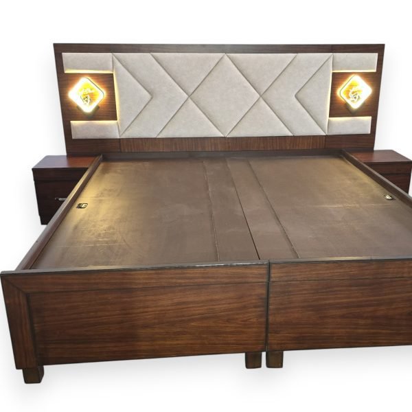 Diamond King Bed with Quilted Headboard and Integrated Storage - Image 2