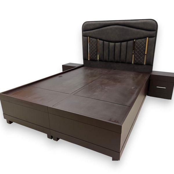 The Elite Queen Bed with Gold Accent Upholstery - Image 2