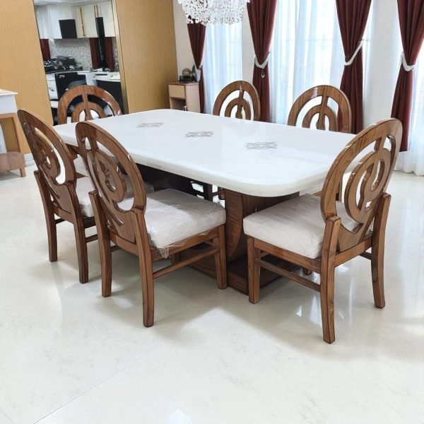 Modern Wooden Dining Set with Swirl-Back Chairs