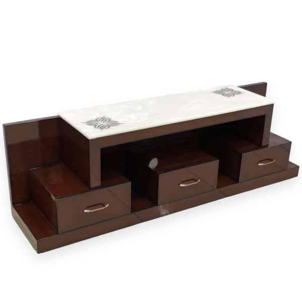 Sleek High-Gloss TV Stand with Marble Top - Image 2