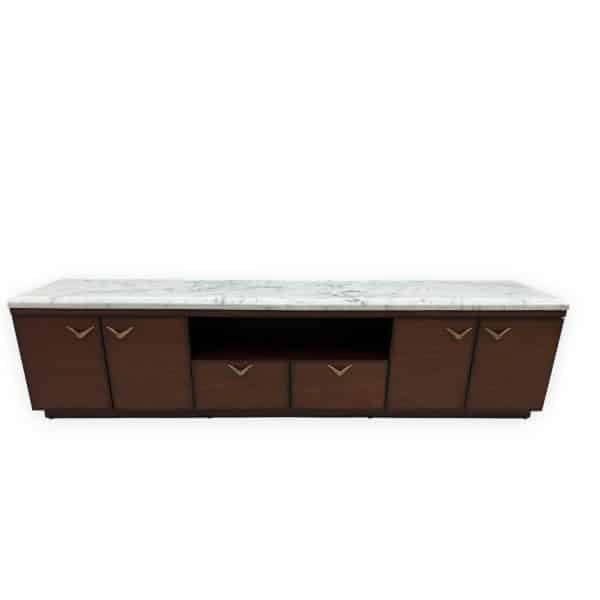 Mid-Century Modern Marble Top Media Console - Image 3