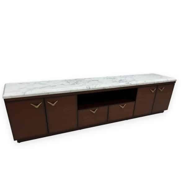 Mid-Century Modern Marble Top Media Console - Image 2