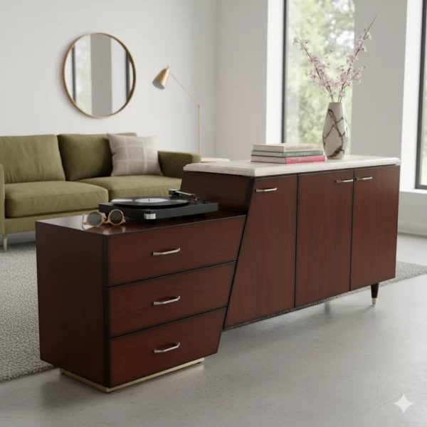 Mid-Century Modern Sideboard with Marble Top