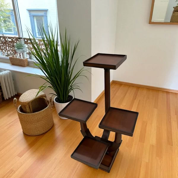 Dark Wood Four-Tier Plant or Display Stand