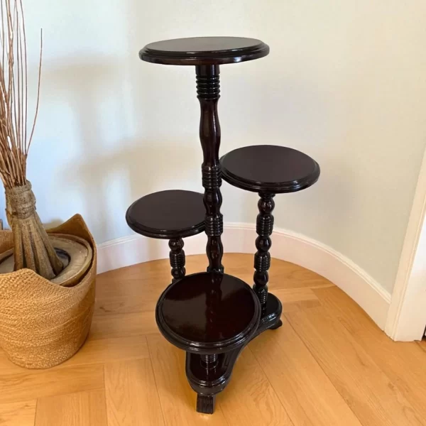 Dark Wood Round Tiered Display Table